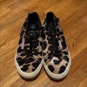 Superga velvet Leopard Print tennis shoes